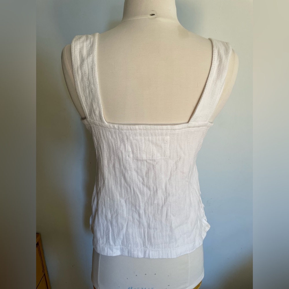 Anthropologie Maeve white woven button detail tank top size small - Picture 2 of 5